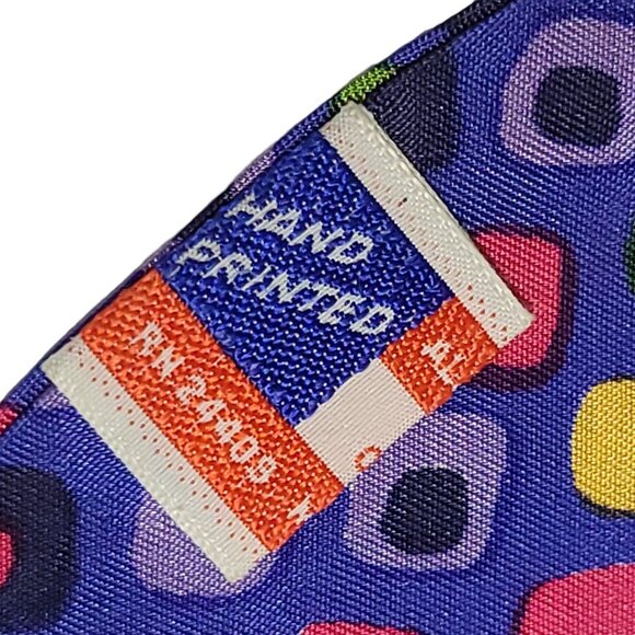 Vtg Hand-Printed Silk Neck Scarf With Colorful Geometric Pattern Japan Acetate - Picture 3 of 16